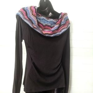 Missoni top with built in missoni knit cowl collar black size S